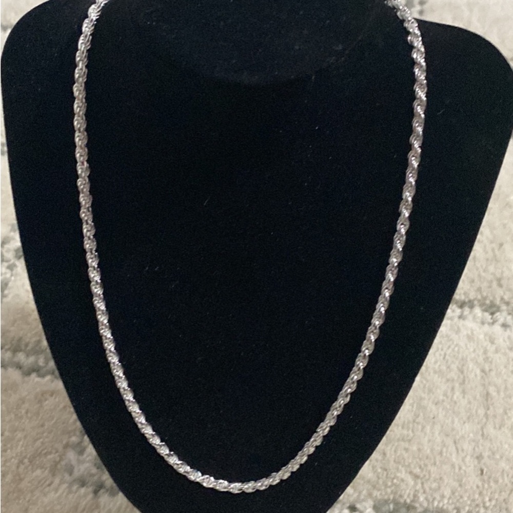 Real 925 Sterling Silver Diamond Cut Rope Chain Made in Italy 3.5mm 22 inch